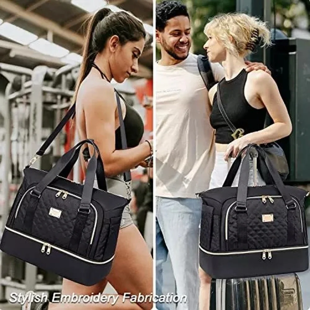 Gym Bag For WomenTravel Duffel Bag Weekender BagSport Bag With Shoes Compartm...